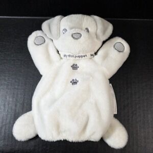 Blankets & Beyond My First Hand Puppet White Dog Plush Full Body Embroidered